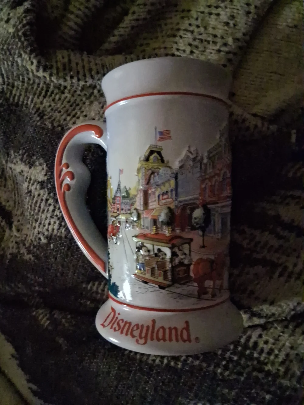 Disney Disneyland White and Orange Castle Ceramic Stein